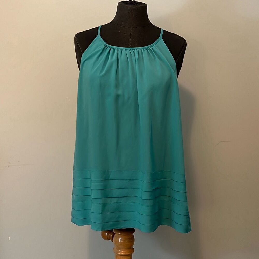 LOFT Women's Teal Layered Round Neck Sleeveless Top Size Medium NWOT